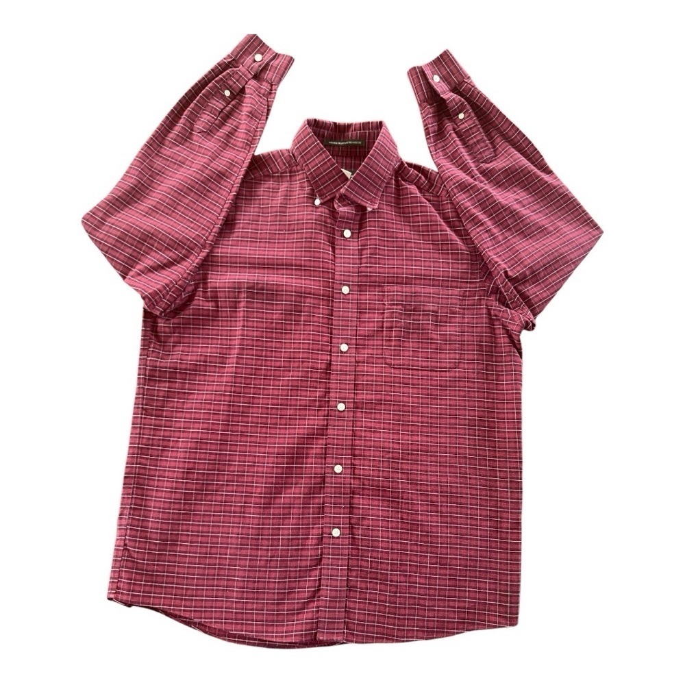 Eddie Bauer men’s red long sleeve plaid button down shirt size L - Picture 5 of 9